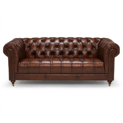 Klassische Leder Couch - Braune Chesterfield Stoff Sofa 3 Sitzer  Neu jvmoebel ®