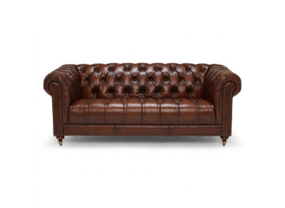 Klassische Leder Couch - Braune Chesterfield Stoff Sofa 3 Sitzer  Neu jvmoebel ®