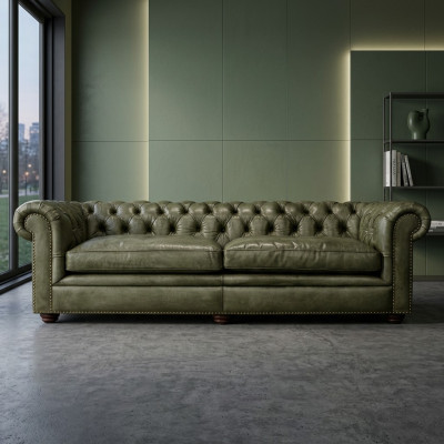 Elegante Wohnzimmer Couch Viersitzer Chesterfield Leder Stoff Couchen Sofa Neu