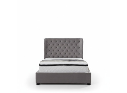 Luxuriöses Graues Designer Doppelbett Polstermöbel Betten