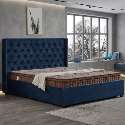 Royales Blaues Schlafzimmer Bett Polster Doppelbetten Chesterfield Design