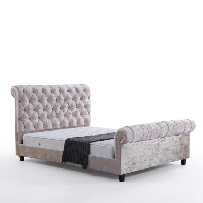 Modernes Beiges Chesterfield Bett Designer Doppelbett Luxus Möbel