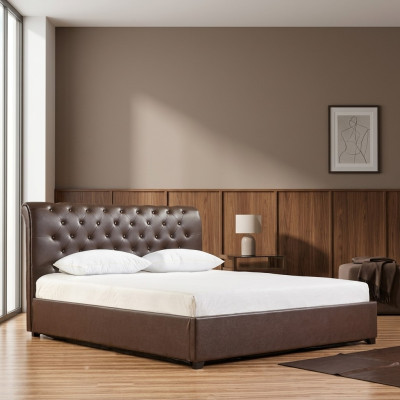Modernes Braunes Chesterfield Doppelbett Designer Schlafzimmer Bett