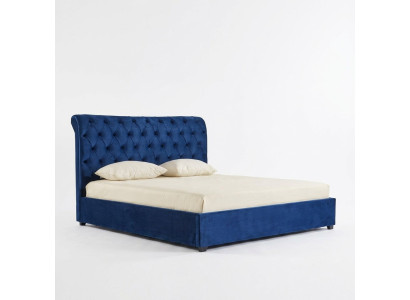 Blaues Chesterfield Doppelbett Schlafzimmer Luxus Möbel Polster Betten