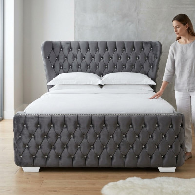 Chesterfield Hotel Doppel Leder Bett Schlafzimmer Polster Luxus Betten 200x200