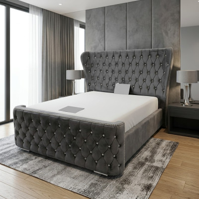 Chesterfield Hotel Doppel Leder Bett Schlafzimmer Polster Luxus Betten 200x200