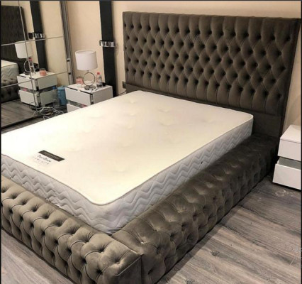 Chesterfield Textil Bett Schlafzimmer Betten Doppel Polster 140/160/180/200 cm
