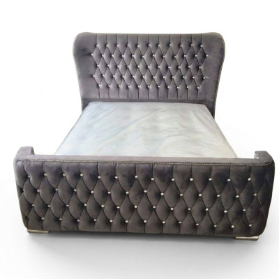 Chesterfield Design Bett Textil Leder Samt Polster Hotel Betten Schlafzimmer