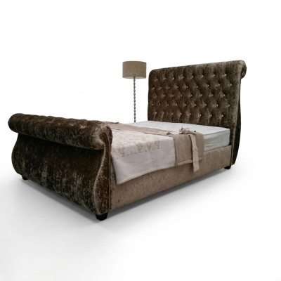 Chesterfield Design Bett Schlafzimmer Textil Samt Leder Polster Hotel Betten Neu