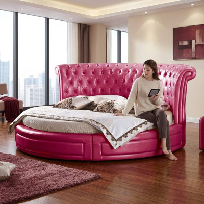 Rundes Klassisches Bett Chesterfield Betten Polster Runde Betten Leder