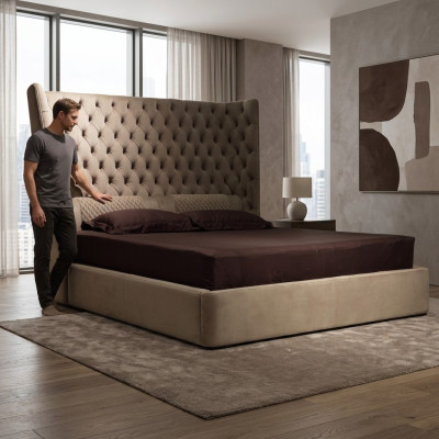 Englisches Großes Bett Chesterfield Doppelbett Designer Hotel Samt Möbel