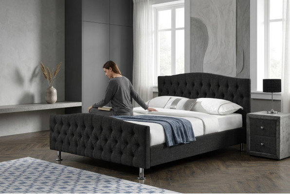 Schwarzes Chesterfield Bett Design Schlafzimmer Englisches Bett