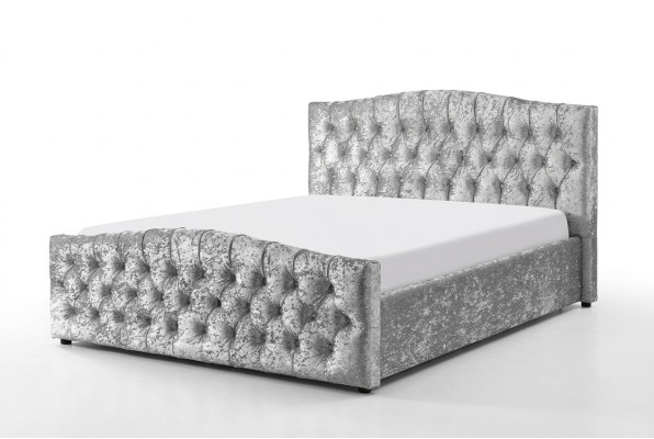 Modernes Graues Chesterfield Luxus Doppelbett Designer Schlafzimmer Betten