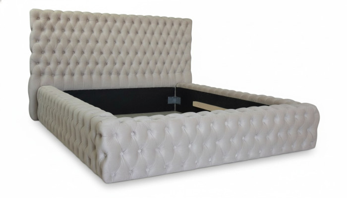 Elegantes Chesterfield Design Englisches Doppelbett in Beige - Betten mit zeitlosem Stil