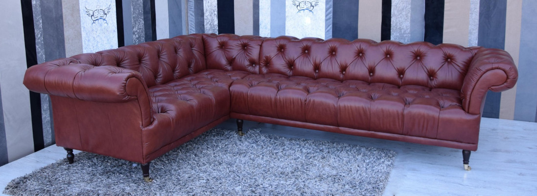 Edles Chesterfield Sofa Eckcouch Polster Garnitur -Maßanfertigung