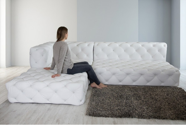 Design Ecksofa Couch Leder Polster Sofa Eckgarnitur Kristallsteine Ecksofa Neu