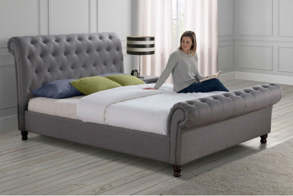 Klassisches Design Bett Polster Textil 140x200cm Betten  jvmoebel ® Chesterfield