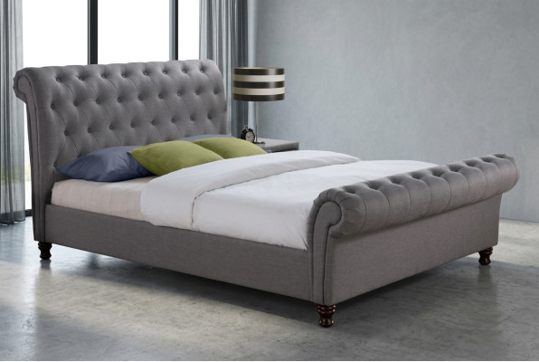 Klassisches Design Bett Polster Textil 140x200cm Betten  jvmoebel ® Chesterfield