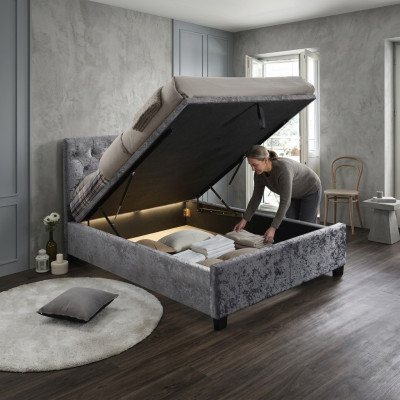 Chesterfield Designer Bett Schlafzimmer Textil Leder Polster 140/160/180/200 cm