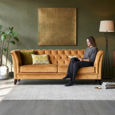 Oranger Chesterfield 3-Sitzer Modernes Wohnzimmer Luxus Sofa