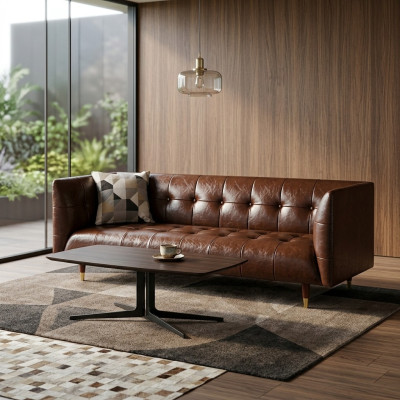 Brauner Chesterfield Luxus 3-Sitzer Leder Wohnzimmer Sofa