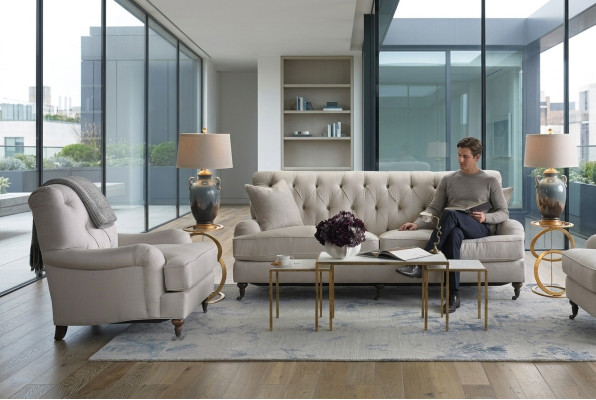 Chesterfield Luxus Sofa Couch Polster Sitz Stoff Garnitur 3+1 Sitzer Couchen
