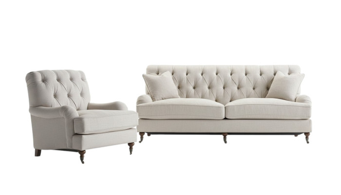 Chesterfield Luxus Sofa Couch Polster Sitz Stoff Garnitur 3+1 Sitzer Couchen