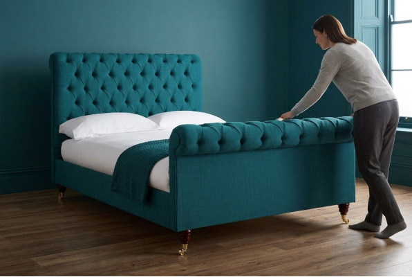 Türkis Chesterfield Doppelbett Designer Schlafzimmer Polsterbetten