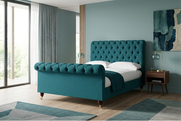 Türkis Chesterfield Doppelbett Designer Schlafzimmer Polsterbetten