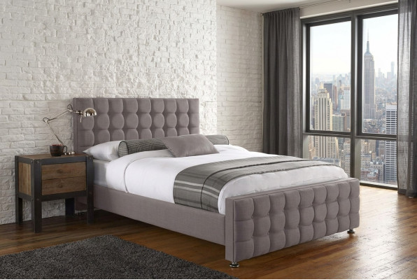 Englisches Graues Chesterfield Doppelbett Designer Schlafzimmer Betten