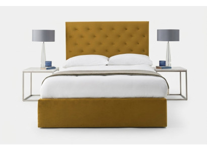 Englisches Chesterfield Bett Designer Polster Betten Gestell Textil Stoff Gold