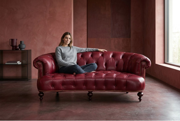 Designer Chesterfield Dreisitzer Couch Pinkes Sofa Luxus Design