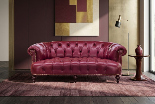 Designer Chesterfield Dreisitzer Couch Pinkes Sofa Luxus Design