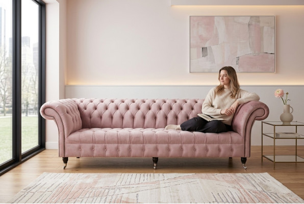 Chesterfield Couch xxl big sofa couchen samt leder textil polster 4 sitzer neu