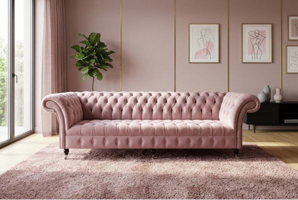 Chesterfield Couch xxl big sofa couchen samt leder textil polster 4 sitzer neu