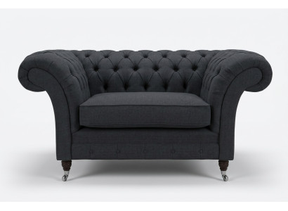 Couch Polster Design Sofa Schwarz  Schwarz 1,5er Sitz Sofas Möbel Chesterfield