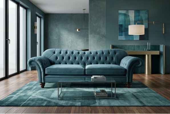 Chesterfield 4 Sitzer Couch Polster Textil Couchen Wohnzimmer Sofa