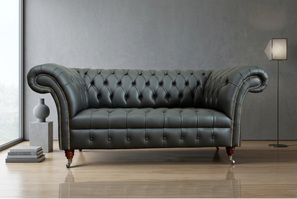 Chesterfield 2 Sitzer Sofa Ledersofa Couch Polster Sitz Garnitur Zweisitzer Neu