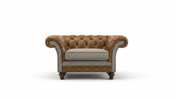 Chesterfield Design Stoff Couch Sessel 1.5 Sitzer Polster Sofas Lounge Neu Club