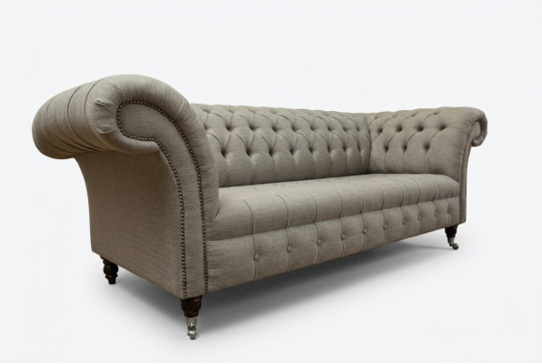 klassische Chesterfield Design Couch 3 Sitzer Sofa Couch Samt Leder big 225cm