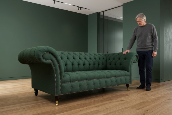 klassische Chesterfield Design Couch 3 Sitzer Sofa Couch Samt big 225cm Leder