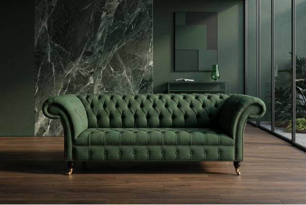 klassische Chesterfield Design Couch 3 Sitzer Sofa Couch Samt big 225cm Leder