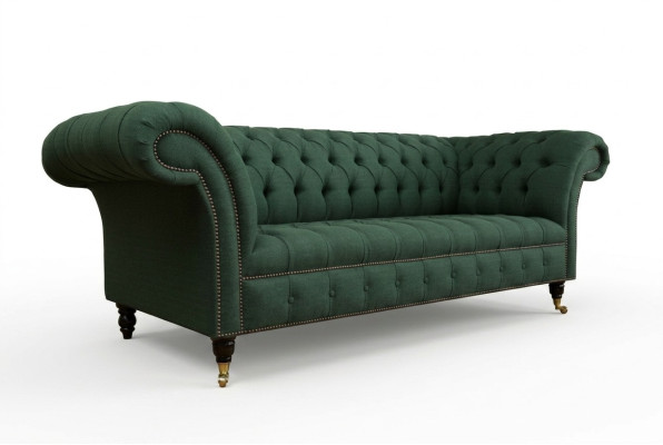 klassische Chesterfield Design Couch 3 Sitzer Sofa Couch Samt big 225cm Leder