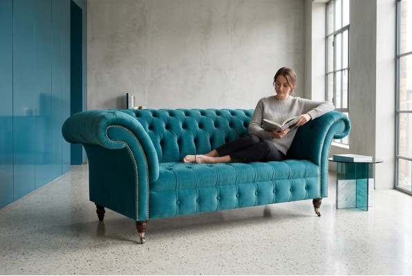 Chesterfield Samt Sofa Couch Polster 2 Sitzer Polster Kunst Sofas Couchen Neu