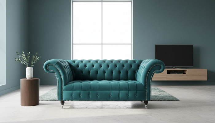 Chesterfield Samt Sofa Couch Polster 2 Sitzer Polster Kunst Sofas Couchen Neu