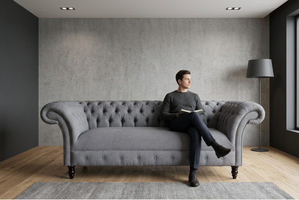 Chesterfield 3 Sitzer Polster Couch Leder Sofa Couchen Textil Modern Stil Stoff