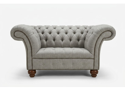 Chesterfield Design Stoff Couch Sessel 1.5 Sitzer Polster Sofas Lounge Grau Samt