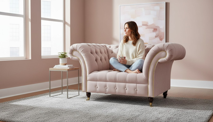 Chesterfield Sessel Fernseh Couch 1 Sitzer Sofa Stoff Couchen Polster Neu Textil