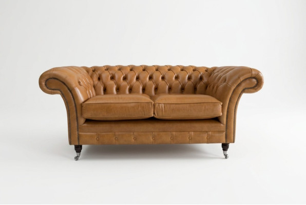 Chesterfield Design Luxus Polster Sofa Couch Sitz Garnitur Leder Textil Braun