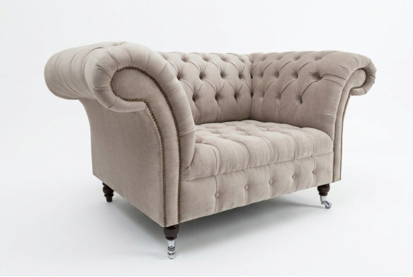Sofa Chesterfield Sofas Couch Polster Garnitur Stoff Leder 1,5 Sitzer Einsitzer